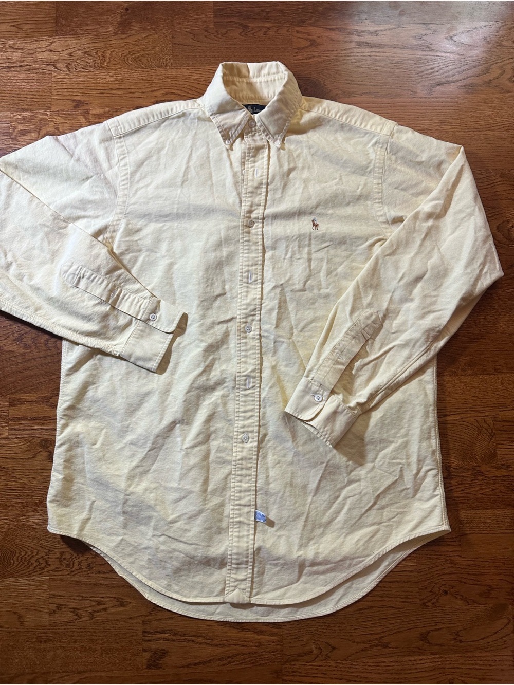 Men's Long-Sleeve Button-Down Shirt - Cream Size 16-35 / Large
